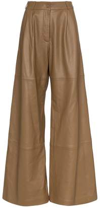 Zimmermann High-Waist Wide Leg Leather Trousers