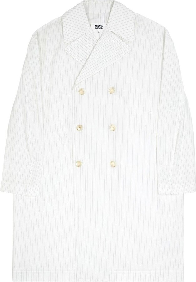 MM6 MAISON MARGIELA Pinstripe DoubleBreasted Trench Coat ShopStyle