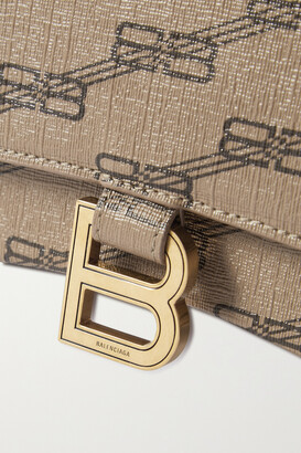 【BALENCIAGA】hourglass small logo-printed トート Balenciaga Hourglass Small Logo-printed Textured-leather