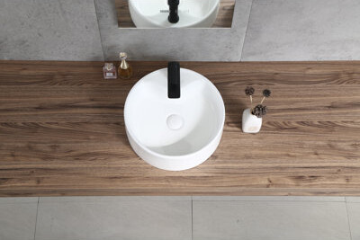 Bothwa Home LLC 15.75“ Dia White Finish Round Countertop Ceramic Wash Basin, CUPC Certified