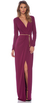 Thumbnail for your product : Halston Long Sleeve Cross Over V Neck Gown