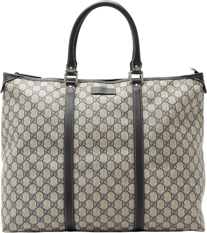 Gucci Beige Blue Gg Supreme Coated Canvas & Leather Joy Large Zip Tote (Authentic Pre-Loved)
