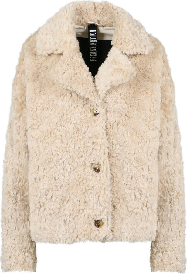 Freaky Nation Neutrals Curly Fake Fur Jacket