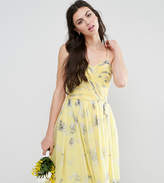 Thumbnail for your product : ASOS Tall TALL WEDDING Rouched Midi Dress in Sunshine Floral Print