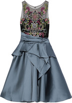 Thumbnail for your product : Marchesa Notte Notte Embellished Tulle-paneled Pleated Duchesse-satin Dress