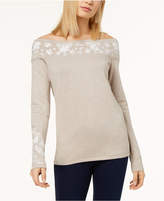 Thumbnail for your product : INC International Concepts Embroidered Off-The-Shoulder Sweater, Created for Macy's
