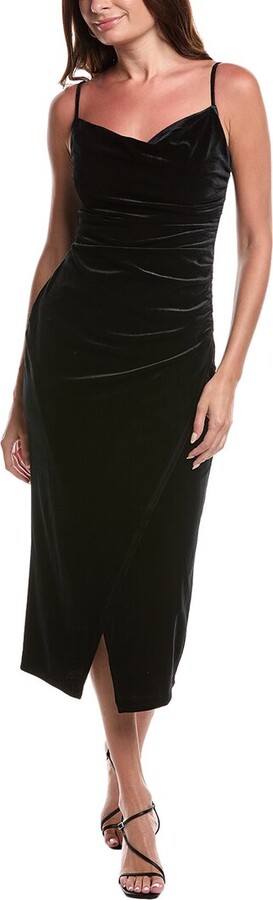 Laundry by Shelli Segal Velvet Cowl Neck Midi Dress