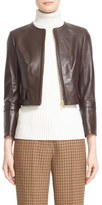 Thumbnail for your product : Michael Kors Women's Collarless Crop Lambskin Leather Jacket