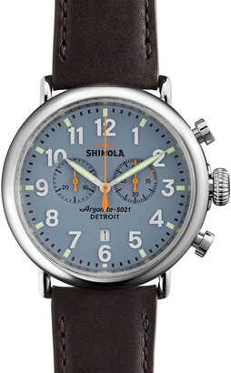 Shinola Men's 47mm Runwell Chrono Watch, Dark Brown/Blue