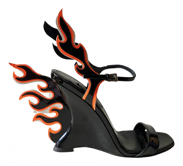 prada flame heels black