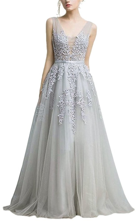 gray evening dress