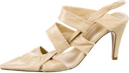 Bottega Veneta Leather Slingback Pumps Neutrals Pointed-Toes Straps Includes Dust Bag Unfortunately, due to restrictions, this item may not be eligible for shipping in all areas.