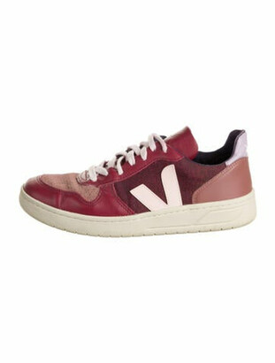 Veja Leather Colorblock Pattern Sneakers Pink - ShopStyle