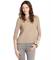 Thumbnail for your product : Qi taupe cashmere three quarter sleeve sweater