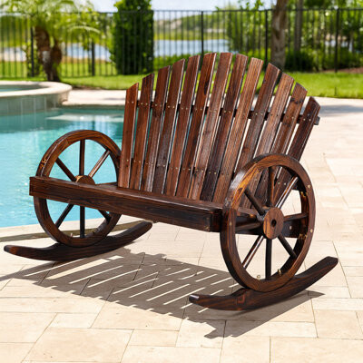36-Inch Wagon-Inspired Double-Person Patio Rocking Chair