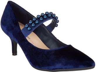 navy velvet court shoes