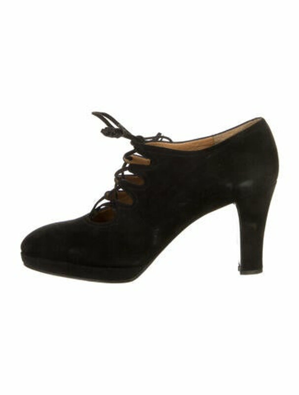 Hermes Vintage Suede Pumps Black ShopStyle
