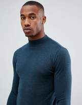 Thumbnail for your product : ASOS Design DESIGN muscle fit turtleneck sweater in teal-Green