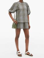 Thumbnail for your product : Ganni Checked Cotton-blend Seersucker Blouse - Grey Multi