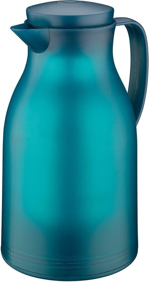 Cilio Monza Insulated Tempered Glass Core Beverage Server-Hot/Cold Carafe-Coffee Pitcher, Turquoise, 34-Ounce
