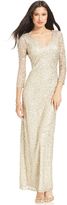 Thumbnail for your product : JS Collections Three-Quarter-Sleeve Sequin Gown