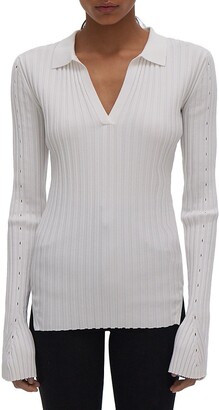 Helmut Lang Ribbed Bell-Sleeve Polo