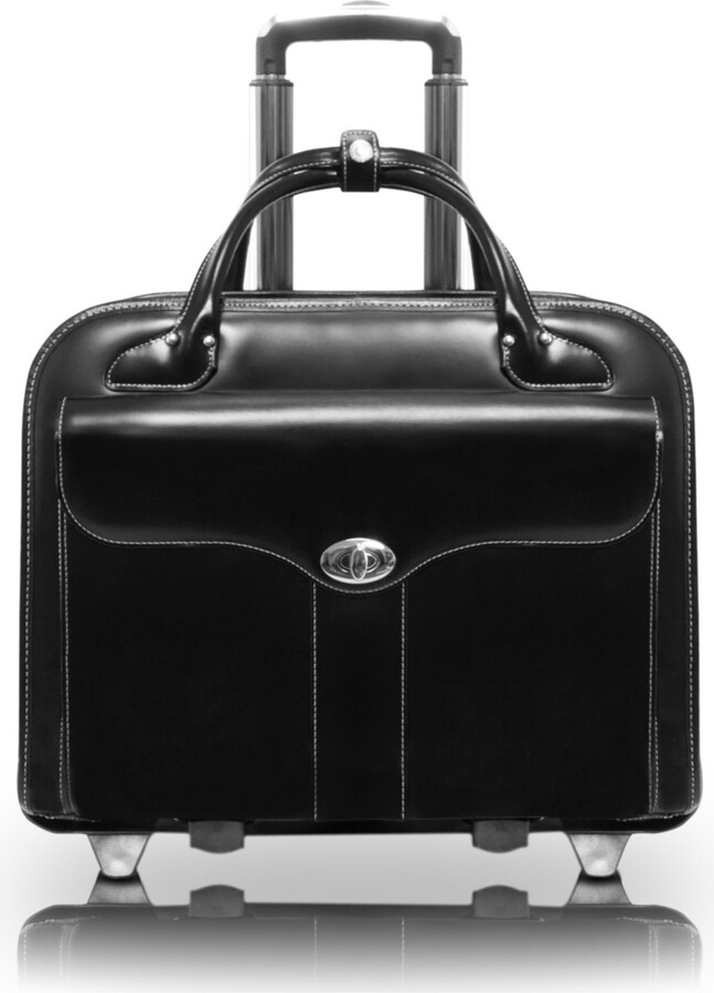 McKlein Berkeley 15.4" Top Grain Cowhide Leather Patented Detachable -Wheeled Ladies' Briefcase