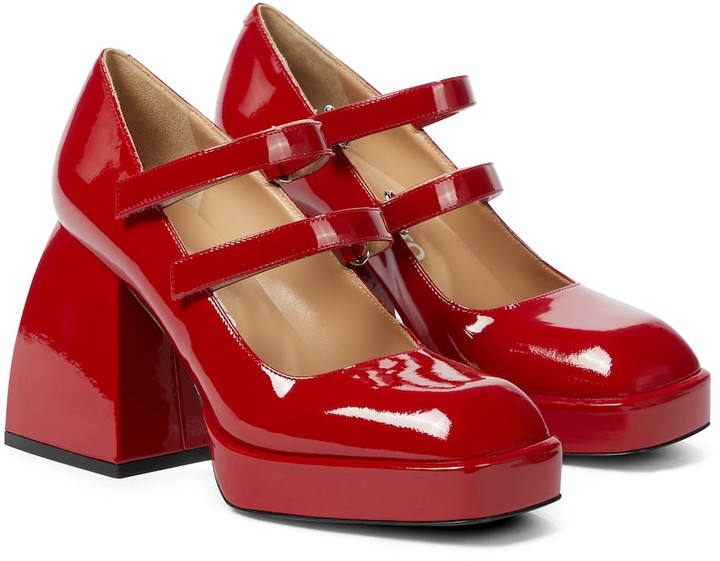 red mary jane pumps