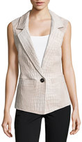 Thumbnail for your product : Escada Alligator-Embossed Leather Vest, Shadow