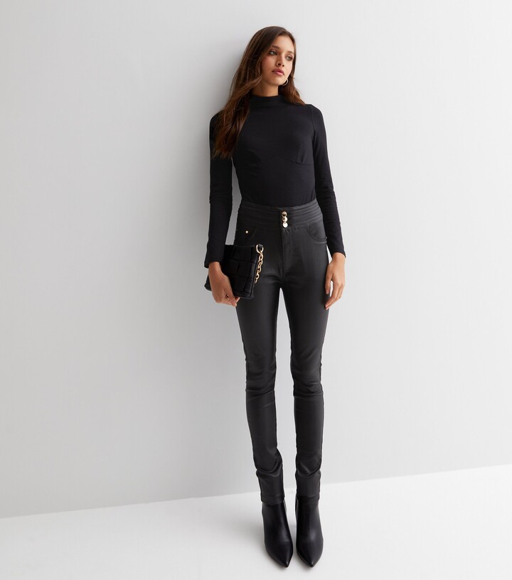 Tall Black Stretch Belted Skinny Trousers