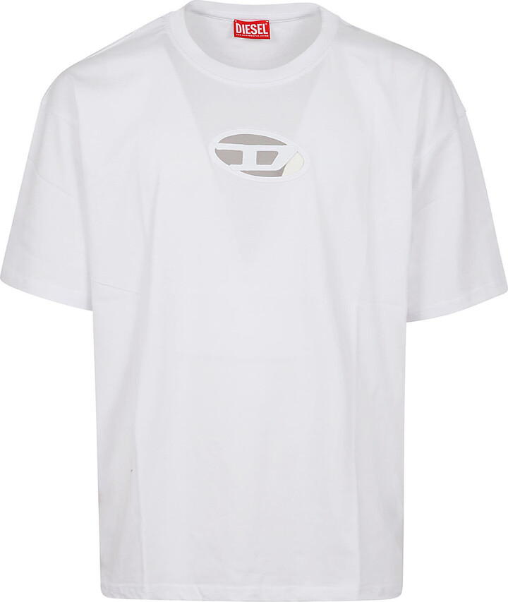 Diesel Grey T-Ox Chalk Effect With Logo Patch In Cotton Man Diesel Grey T-Ox Chalk Effect With Logo Patch In Cotton Man