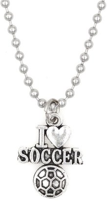 It's All About...You! 21.6" Stainless Steel Ball Chain with Lobster Clasp "I Love Soccer" Necklace, 2.4mm Ball Chain.