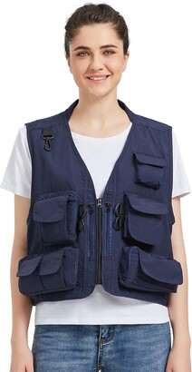 Ziker Women's Mesh Breathable Openwork Jouralist Photographer Fishing Vest  Waistcoat Travel Jacket Coat With Pockets - ShopStyle
