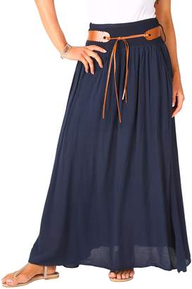 KRISP 4809-TAU-LXL: Tie Belted Boho Maxi Skirt