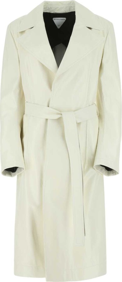 Bottega Veneta Ivory Leather Coat