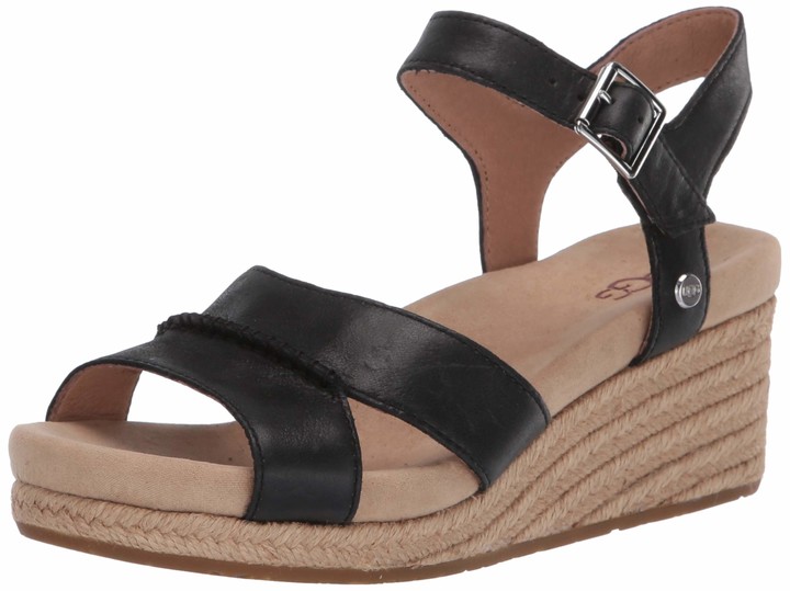ugg black wedge sandals