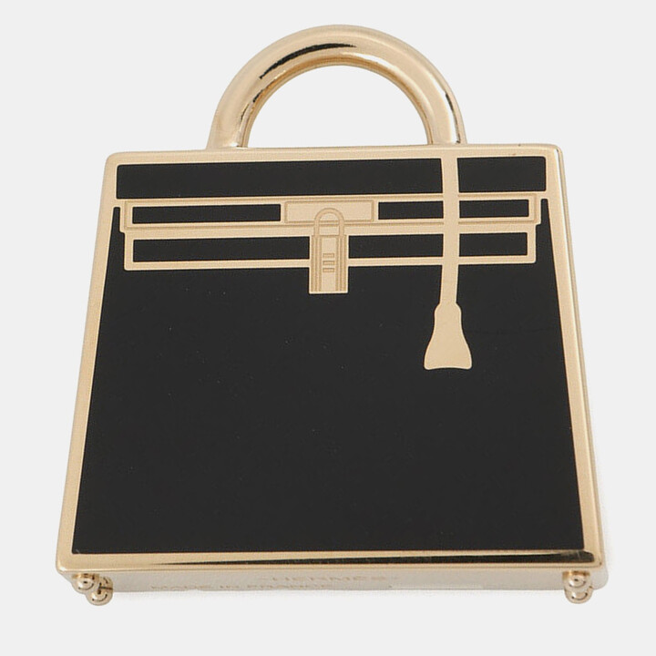 Hermes Curiosite Kelly Lacu Black/Gold Metal