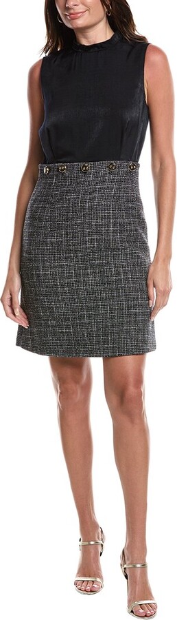 St. John Velvet Tweed Wool-Blend Mini Dress