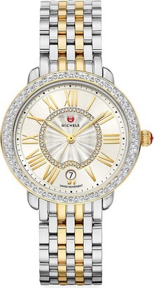 Michele Serin Mid Two-Tone Diamond Bracelet Watch