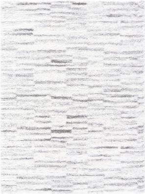 Foundry Select Rectangle Tifini Shag Geometric Machine Woven Polyester Area Rug in Ivory/Gray
