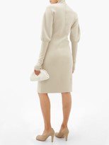 Thumbnail for your product : Bottega Veneta High-neck Gigot-sleeve Wool-blend Dress - Cream