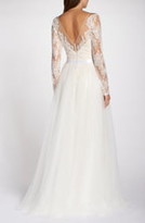 Thumbnail for your product : Tadashi Shoji Lace Applique V-Neck Wedding Dress with Overskirt