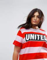 Thumbnail for your product : ASOS Curve CURVE T-Shirt in Bright Rugby Stripe and United Print