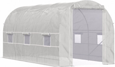 Ning 15' X 7' X 7' Walk-In Tunnel Greenhouse Large Garden Hot House Kit With 6 Roll-Up Windows & Roll Up Door Steel Frame
