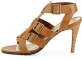 Thumbnail for your product : Manolo Blahnik Pidigi Leather Triple-Buckle Sandal, Medium Brown