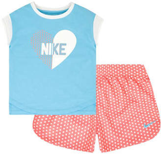 Nike Two-Piece Heart Tee and Printed Shorts Set