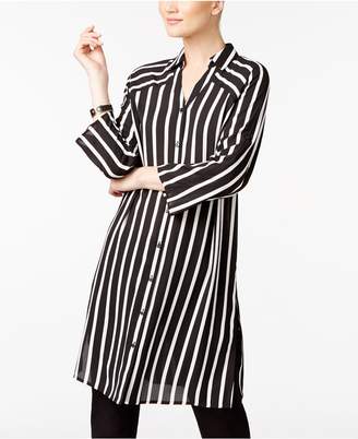 Alfani Striped Roll-Tab Tunic Shirt, Created for Macy's