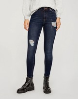 Thumbnail for your product : Miss Selfridge Lizzie high waist skinny jeans with rips in dark wash