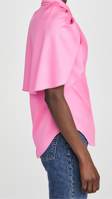 Brandon Maxwell Button Down Blouse with Capelet