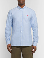 Thumbnail for your product : MAISON KITSUNÉ Slim-Fit Button-Down Collar Logo-Appliqued Cotton Oxford Shirt - Men - Blue - 40